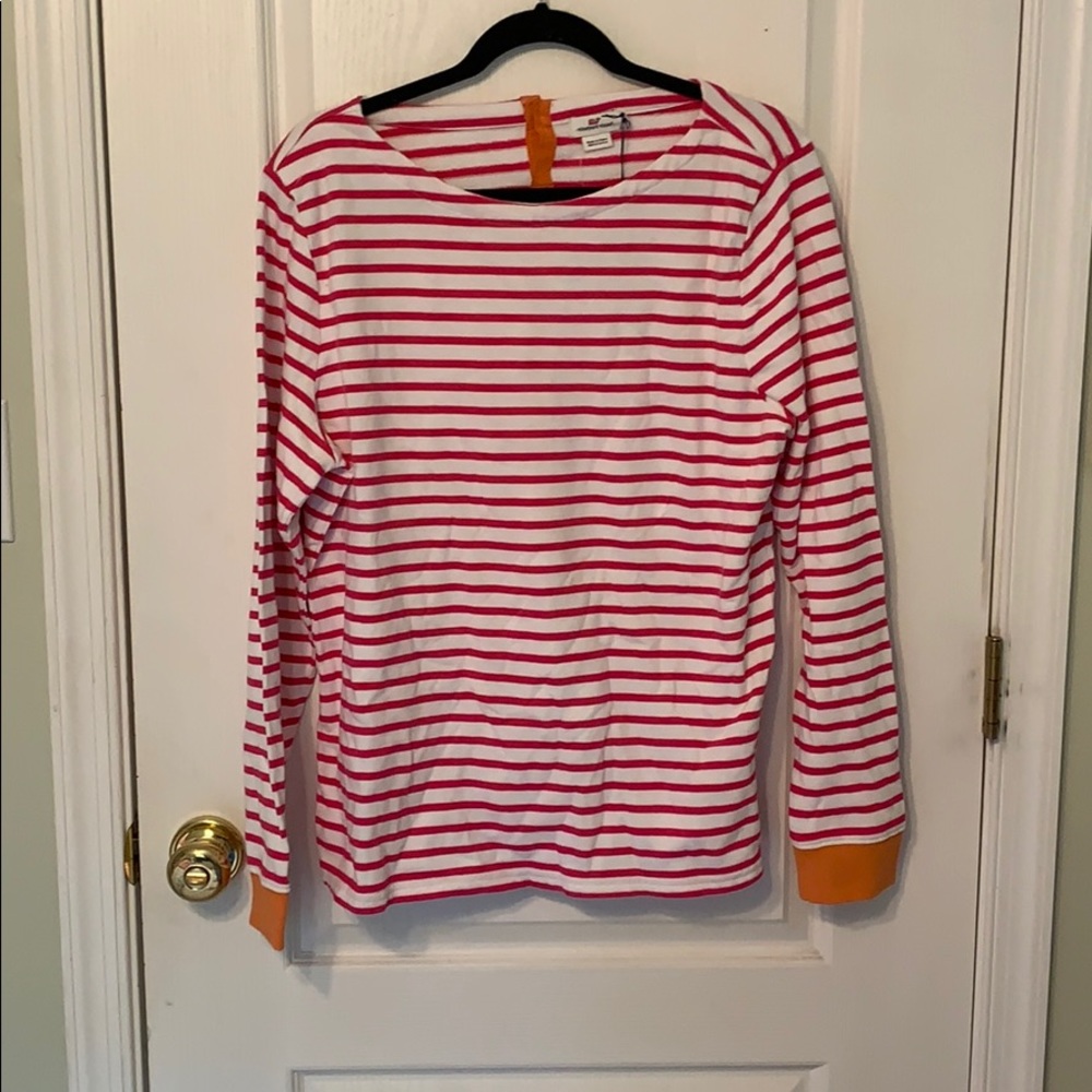 Vineyard Vines Terry Pink and White striped top